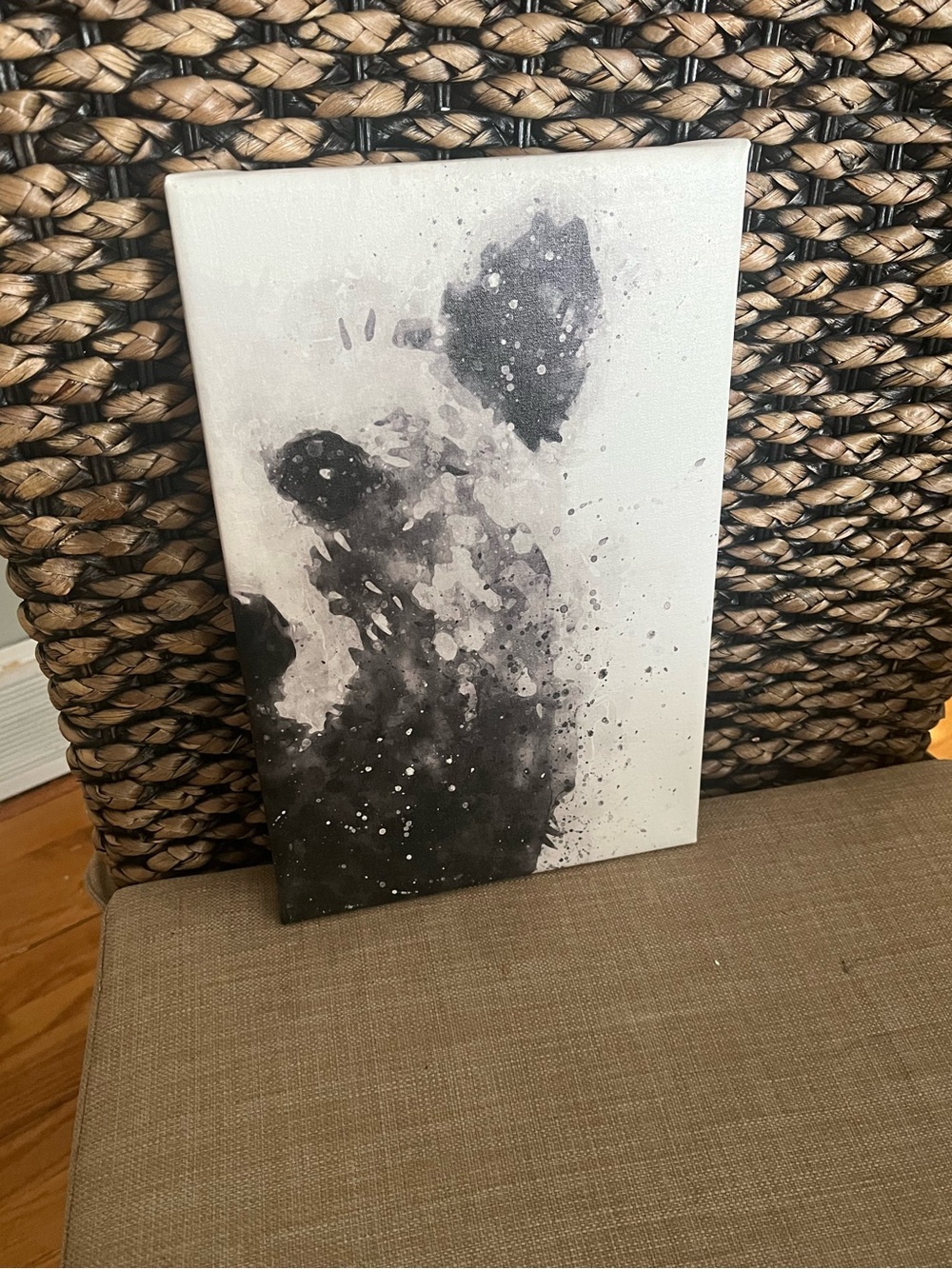 New Black & White Bear Canvas Art 12x8